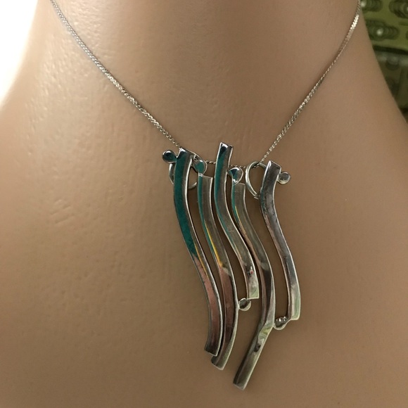 925 silver Jewelry - Art Deco influenced 925 silver necklace